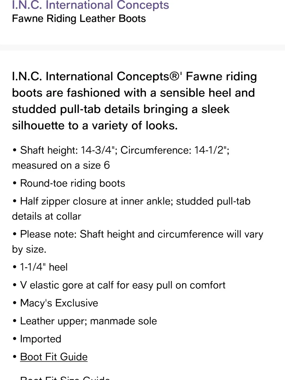 I.N.C. International ConceptsFawne Riding Leather Boots Cognac Size 9 (40)